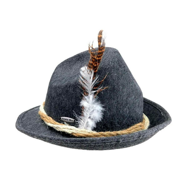 "GERM Gray Felt Fedora Hat with Brown Rope "