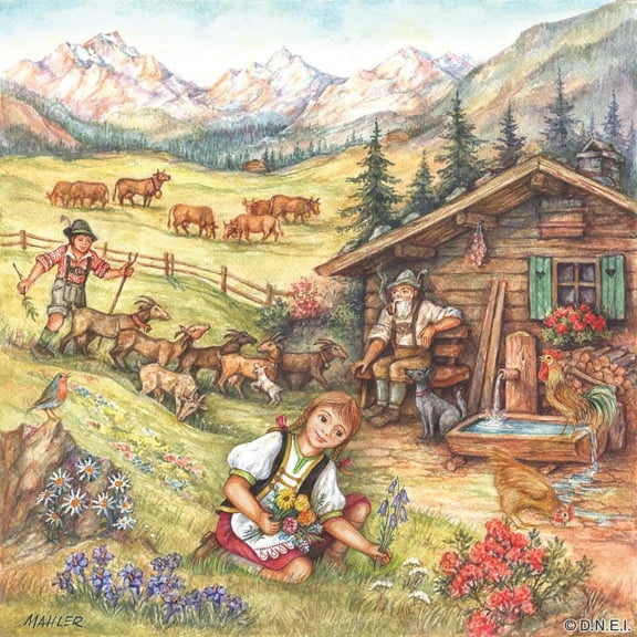 GERM "Heidi Alpine Scene" Ceramic Tile Square
