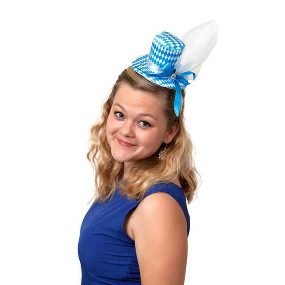 GERM Mini Oktoberfest Party Blue Felt Hat w/ Bavarian Design
