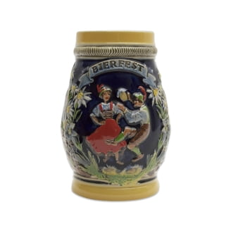 E.H.G Beer Stein – Cobalt Blue, .85 Liter, With Metal Lid & Olympia Parks Design