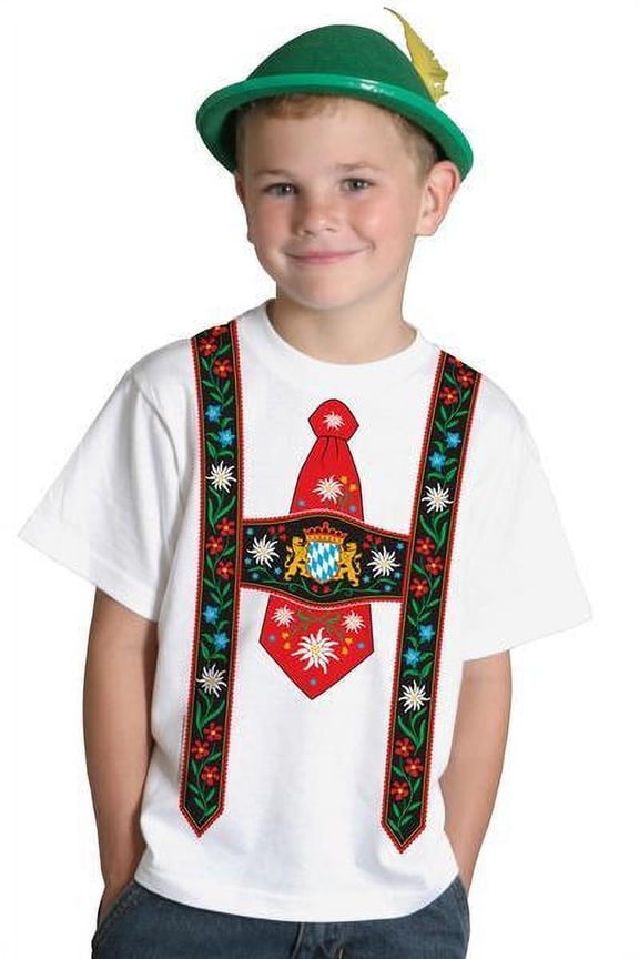 Oktoberfest German Lederhosen Youth T Shirt | White
