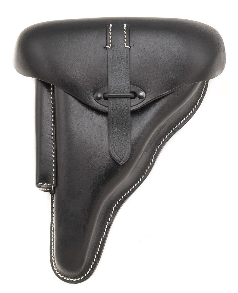 GERMAN BLACK LEATHER WALTHER P38 HOLSTER WW2 DATED 1942 Left Hand Version