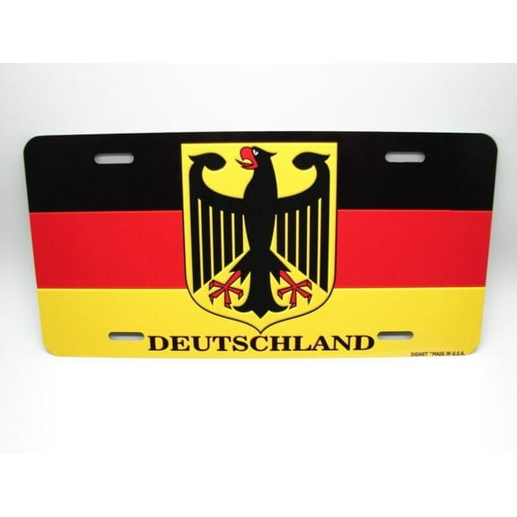 GERMAN FLAG METAL CAR NOVELTY LICENSE PLATE TAG Deutschlandfahne Bundesflagge - Aluminum ( 12 inch x 6 inch )