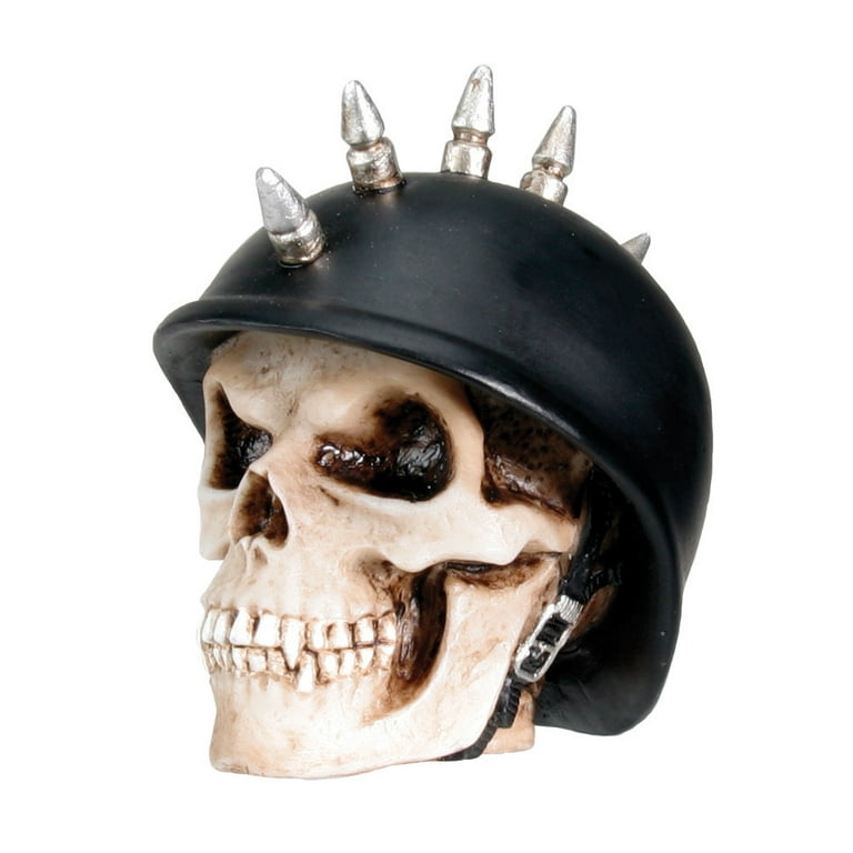 GERMAN MOHAWK BIKER HELMET SKULL Figurine, 2.25