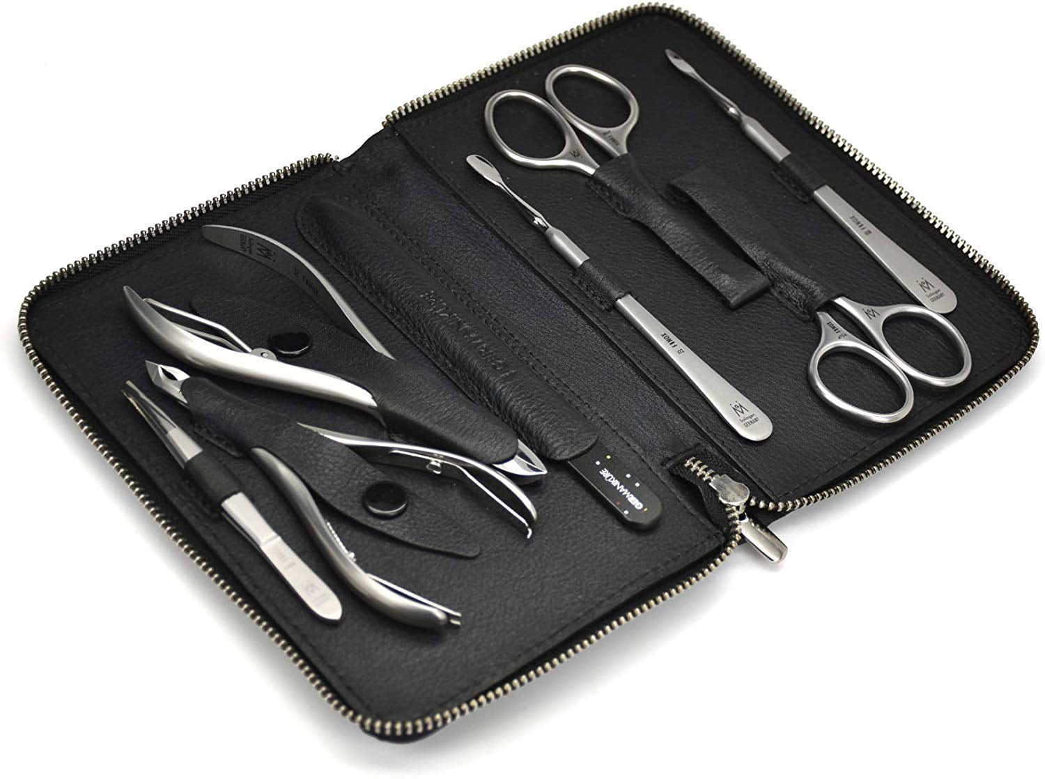 GERMANIKURE 8pc Manicure Set in Leather Case - FINOX Stainless steel tools handmade in Solingen Germany – Professional Nail and Cuticle Care
