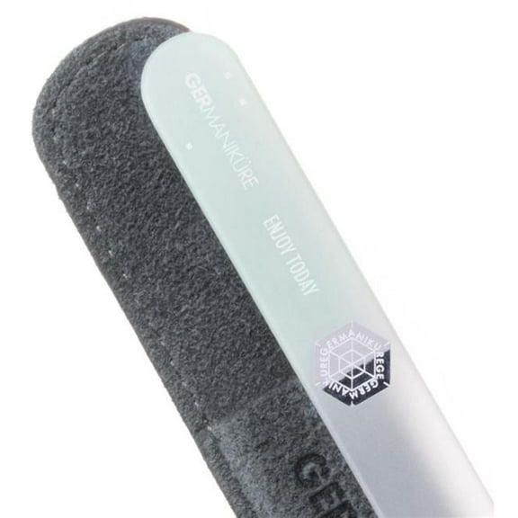 GERMANIKURE Czech Crystal Glass Nail File in Suede Leather Case - Enjoy Today - Professional Manicure & Pedicure Products for Smooth Easy Shaping of Natural Nails