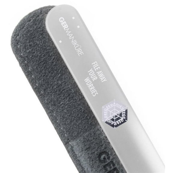 GERMANIKURE Czech Crystal Glass Nail File in Suede Leather Case - FILE AWAY YOUR WORRIES - Professional Manicure & Pedicure Products for Smooth Easy Shaping of Natural Nails
