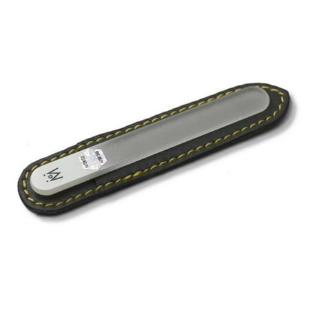 GERMANIKURE Czech Crystal Glass Nail File in Suede Leather Case - Infant, Toddler Rounded Safety - Professional Manicure & Pedicure Products for Smooth Easy Shaping of Natural Nails
