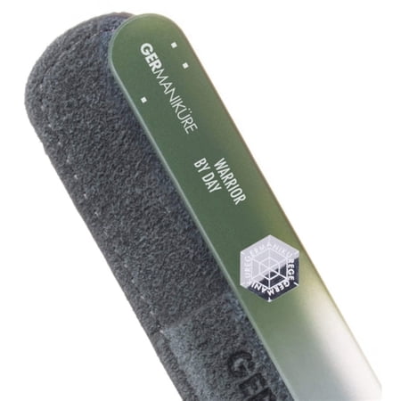 GERMANIKURE Czech Crystal Glass Nail File in Suede Leather Case - Warrior by Day - Professional Manicure & Pedicure Products for Smooth Easy Shaping of Natural Nails