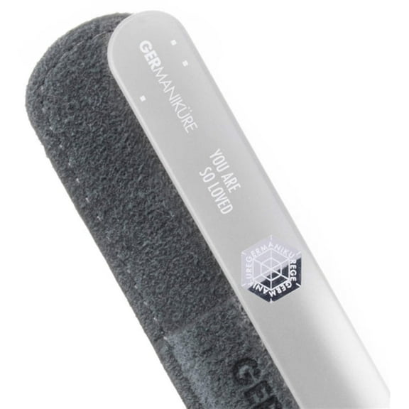 GERMANIKURE Czech Crystal Glass Nail File in Suede Leather Case - YOU ARE SO LOVED - Professional Manicure & Pedicure Products for Smooth Easy Shaping of Natural Nails