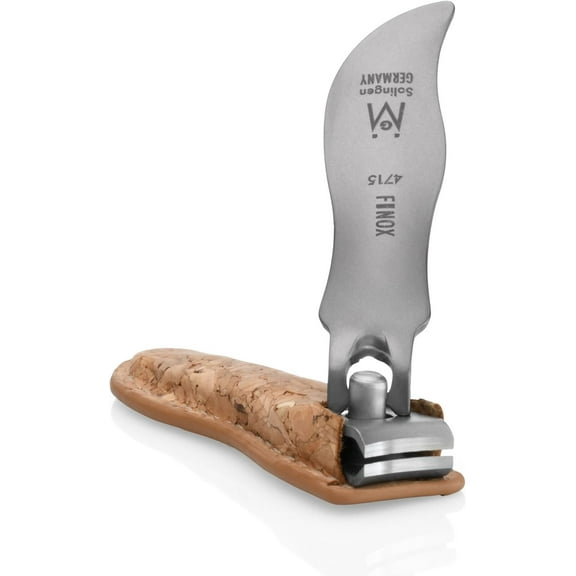 GERMANIKURE Professional Nail Clipper - FINOX Stainless Steel Fingernail Curved Blade Nail Clipper in Vegan Cork Case - Travel Size Nail Care Tool Made in Solingen, Germany