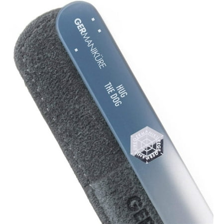 GERMANIKURE Personalized Glass Nail File - HUG THE DOG - Czech Glass Fingernail Files in Leather Case for Natural Nails, Gel, Acrylic - Ethically Made - Engraved Manicure & Pedicure Tools…