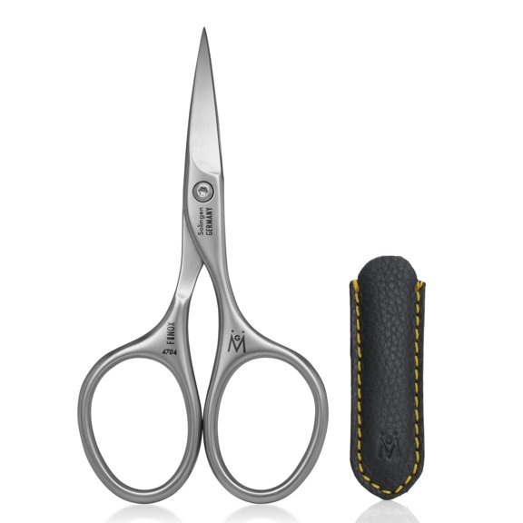 GERMANIKURE Professional Nail Cutter Scissors - FINOX Stainless Steel Nail Scissors - Curved for Nail Tips - Manicure Tools in Leather Case - Ethically Made in Solingen Germany - 4704