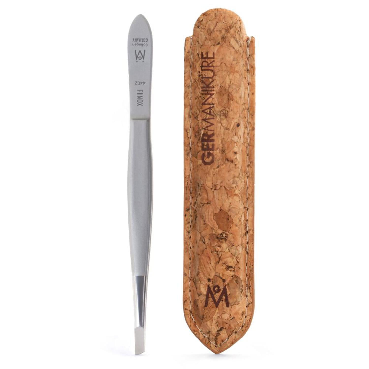 GERMANIKURE Slanted Tweezers in Cork Case - Made in Solingen Germany
