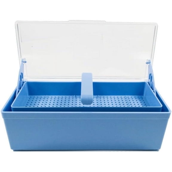 GERMICIDE TRAY W/CLEAR LID For Cold Sterilization, (10"W x 3"H x 4"D), Blue