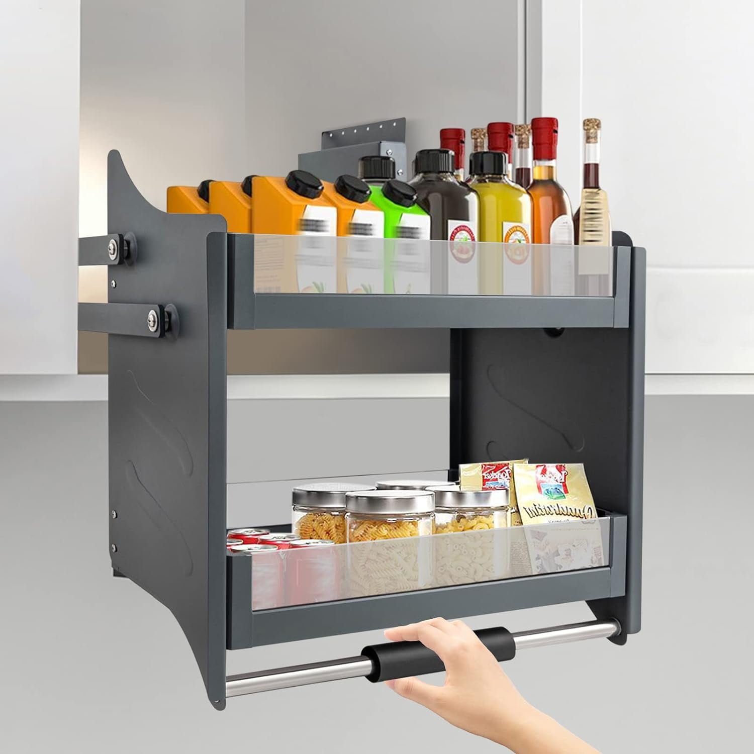 GEROBOOM 24 Inch Pull Down 2Tier Upper Kitchen Pull Down Spice