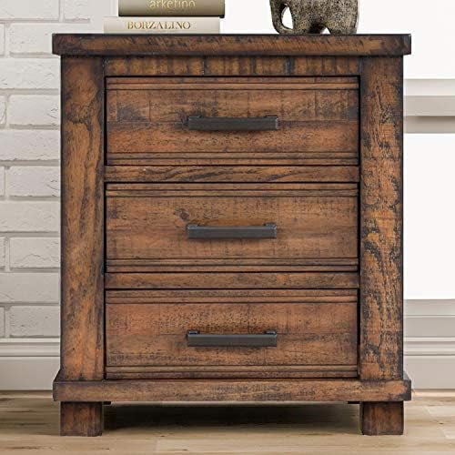 GEROBOOM 3 Drawer Modern Solid Wood Dresser Chest Nightstand with Pull Out Tray Side