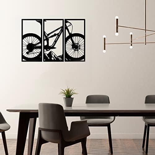 GEROBOOM 3 Piece Mountain Bike Metal Wall Art Living Room Office Dining