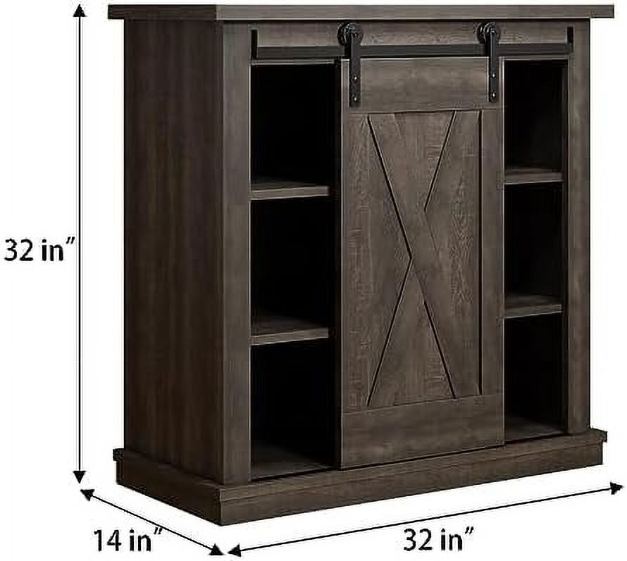 GEROBOOM 32" Farmhouse Coffee Wooden Coffee with Sliding Barn