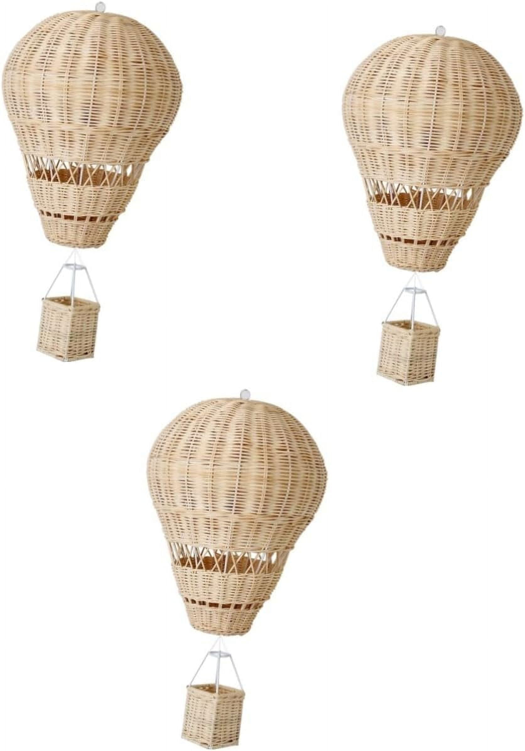 GEROBOOM 3pcs Rattan hot air Balloon Wicker Hot Air Balloon Pendant hot