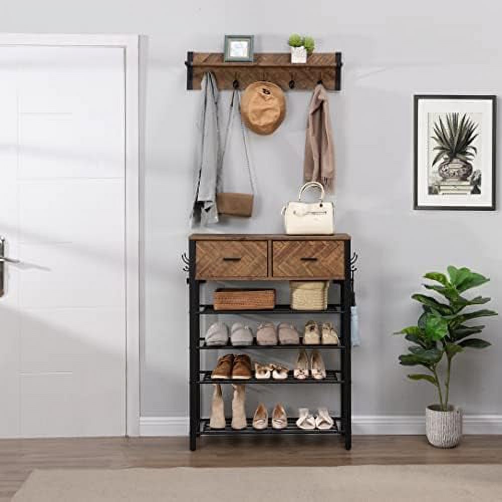 GEROBOOM 4Tier Shoe Rack Entryway Coat Rack Shoe Organizer for Front