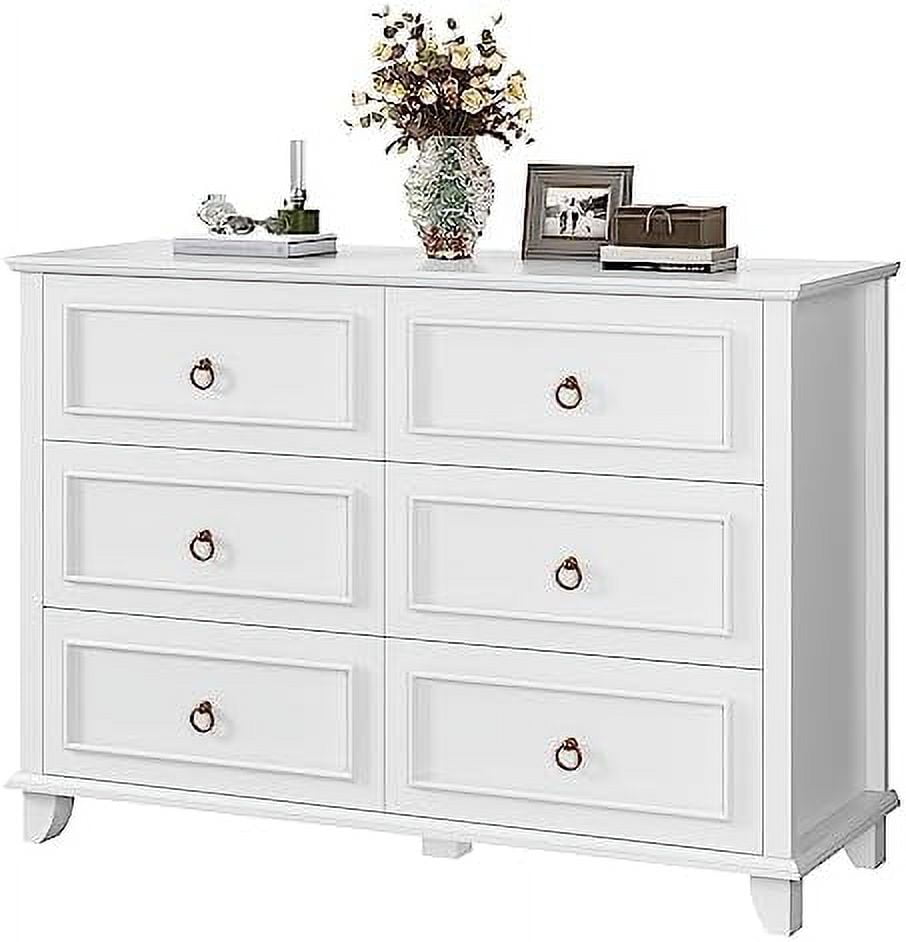GEROBOOM 6 Drawer Double Dresser Modern Farmhouse Chest of Drawers Wide