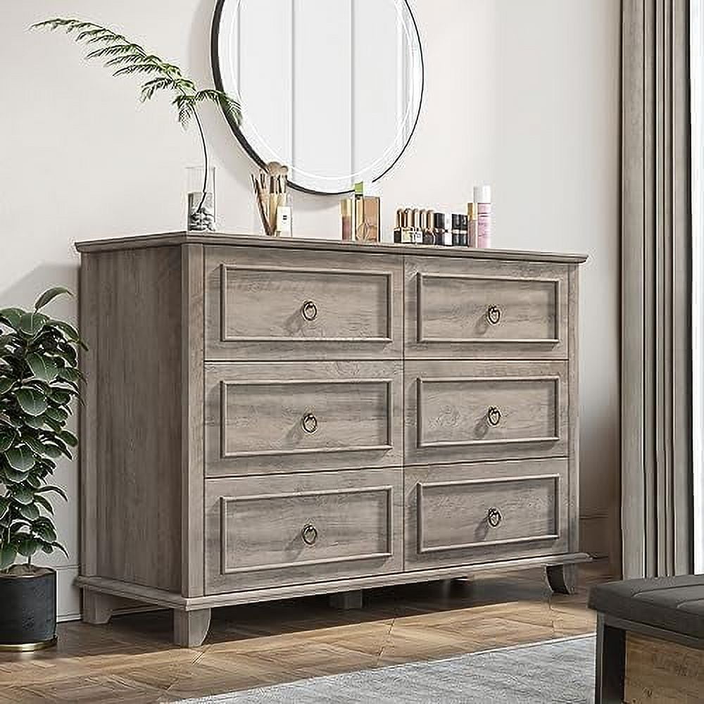 GEROBOOM 6 Drawer Double Dresser Modern Farmhouse Chest of Drawers Wide