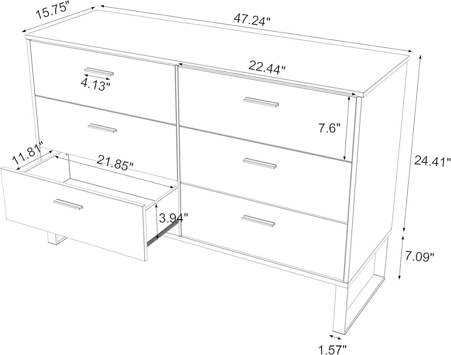 GEROBOOM 6 Drawer Wood Dresser Rustic White Farmhouse Bedroom Dresser