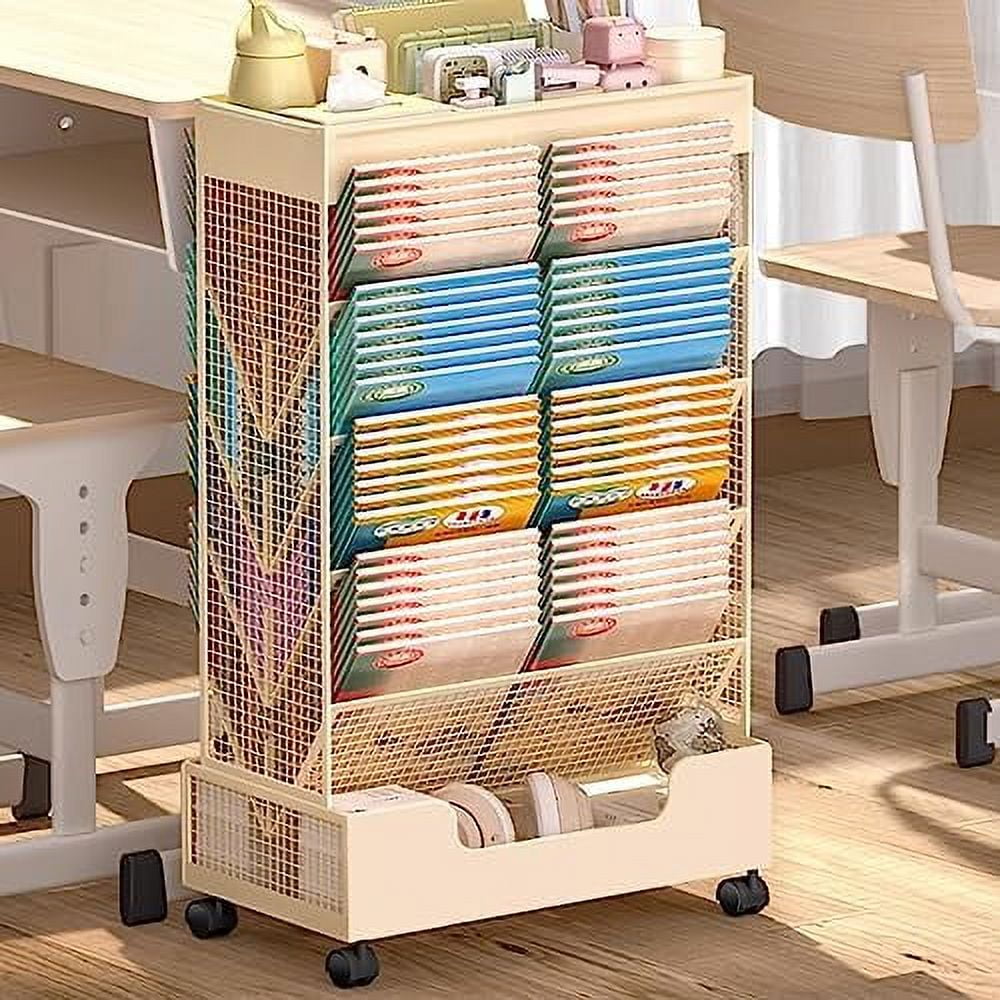 GEROBOOM 6-Tier Metal Bookshelves Narrow Bookcase Mobile Bookshelf Free ...