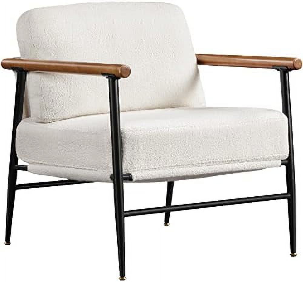 GEROBOOM Accent Chair Modern Vanity Chair Boucle Fabric Lounge Chair with Metal Frame Plush Back