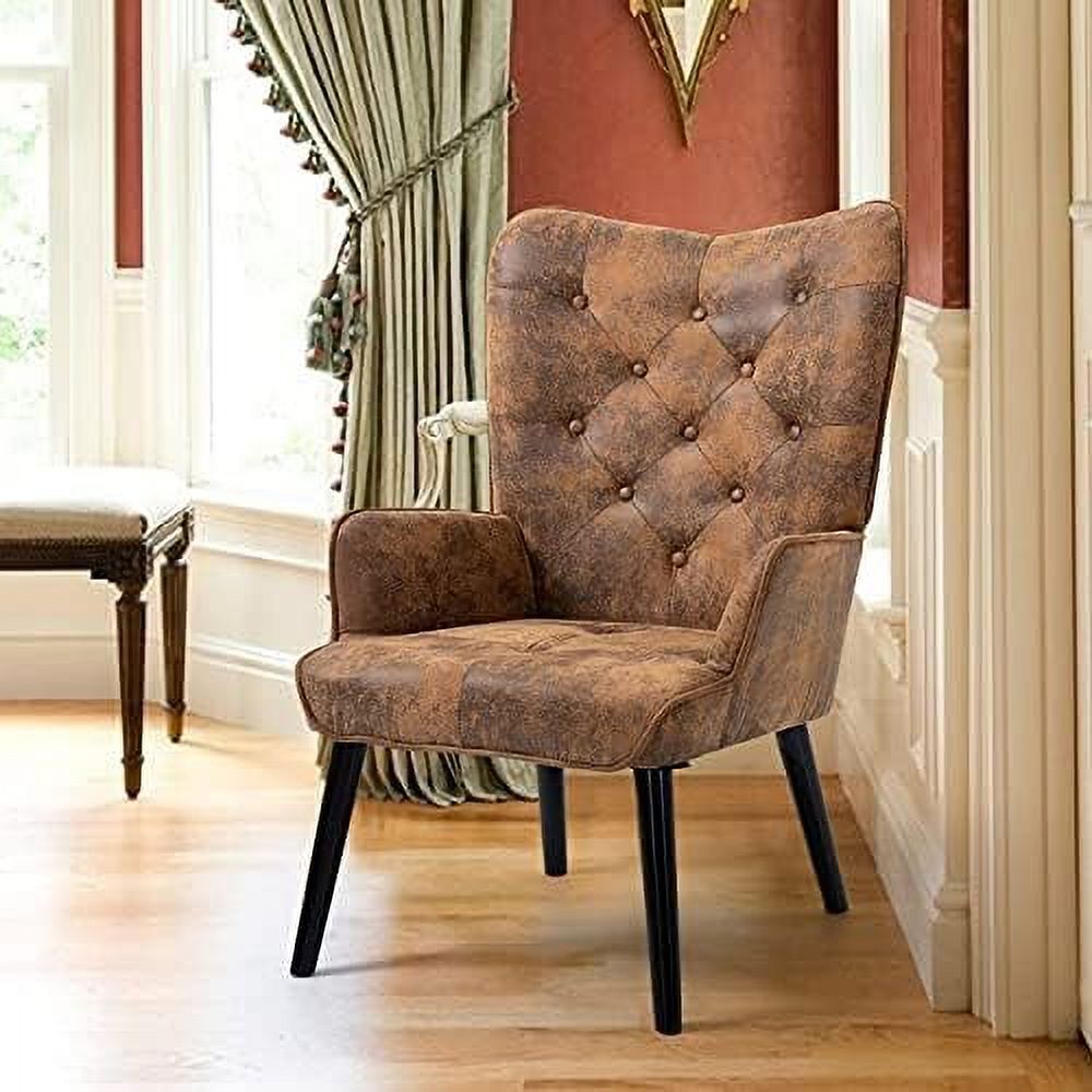 GEROBOOM Accent Chair with Ottoman(AntiSkid Feet Caps) Button Wingback