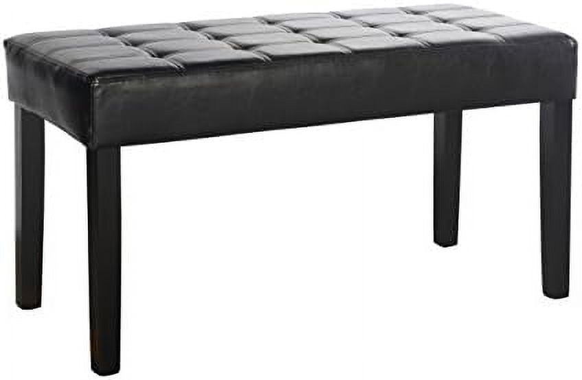Espresso Leatherette Panel-Tufted Ottoman with Dark Legs