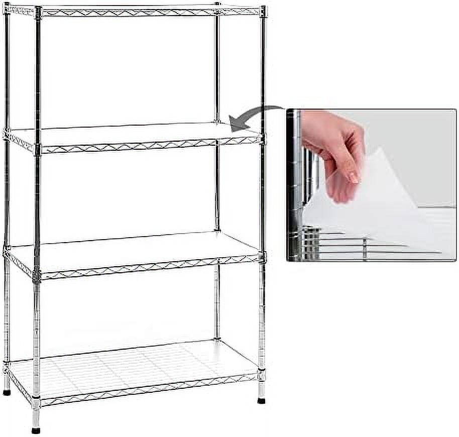 GEROBOOM Chrome 4 Shelving Unit with Liners Set of 4 Adjustable NSF Certified Metal Wire