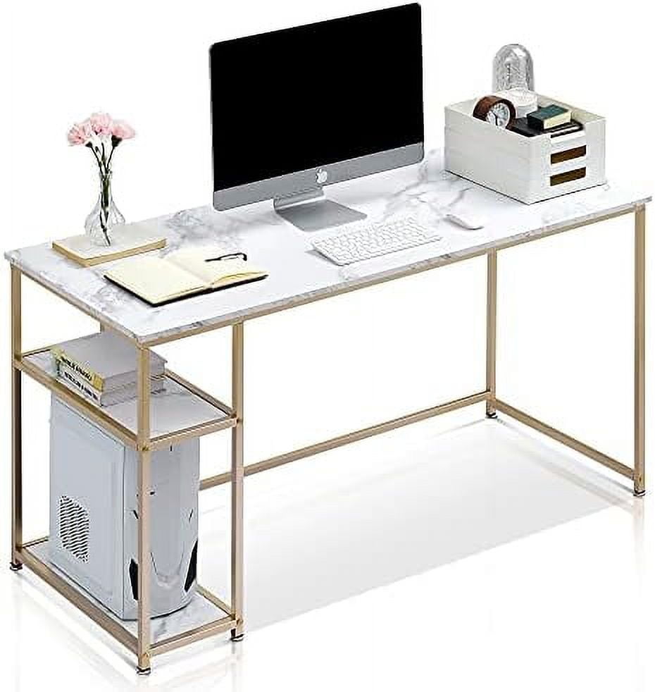 GEROBOOM Computer Desk with Shelves Office Desk for Living Room Small