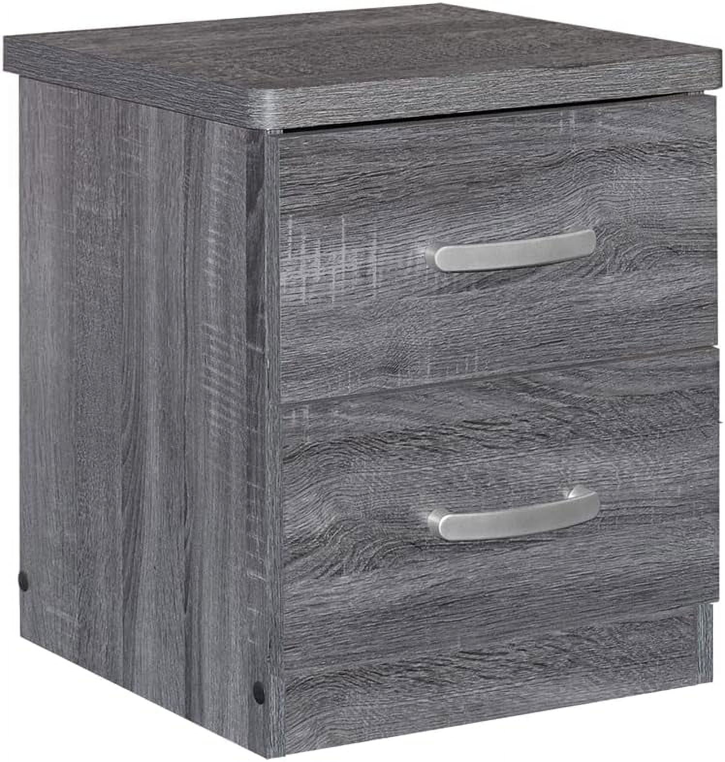 Cindy Slim Gray Faux Wood 2-Drawer Nightstand