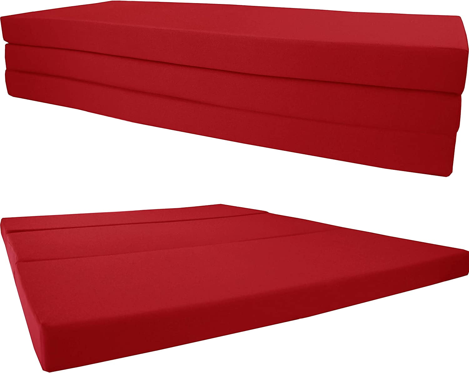 GEROBOOM D&D Futon Queen Red Shikibuton Trifold Foam Beds 80 x 60 x 4 Folding Foam Bed Ottoman