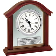 GEROBOOM Engraved Astor Arch Wood Desk Silver Clock with Glass Personalized Etched Retirement Gift Service Award Employee Recognition Graduation Birthday Thank You Present