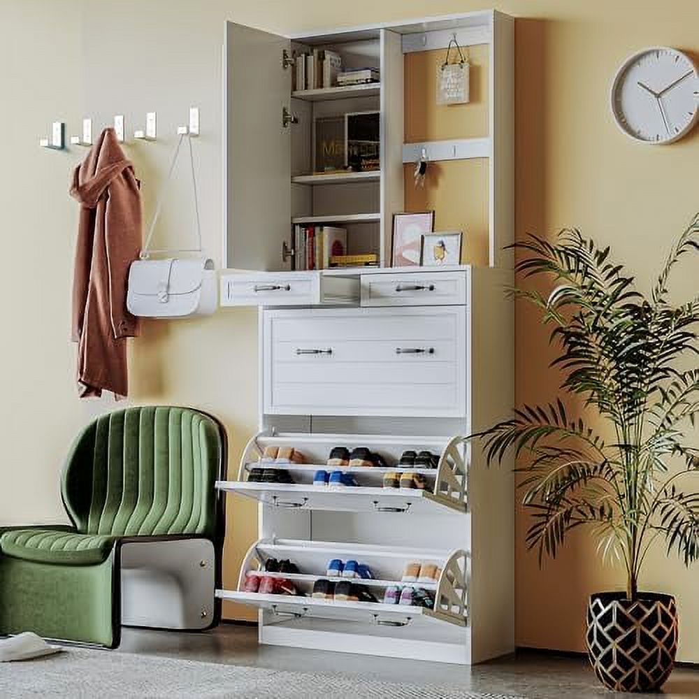 GEROBOOM Entryway Hall Tree with Shoe Cubbies Entryway Bench 60" Wide