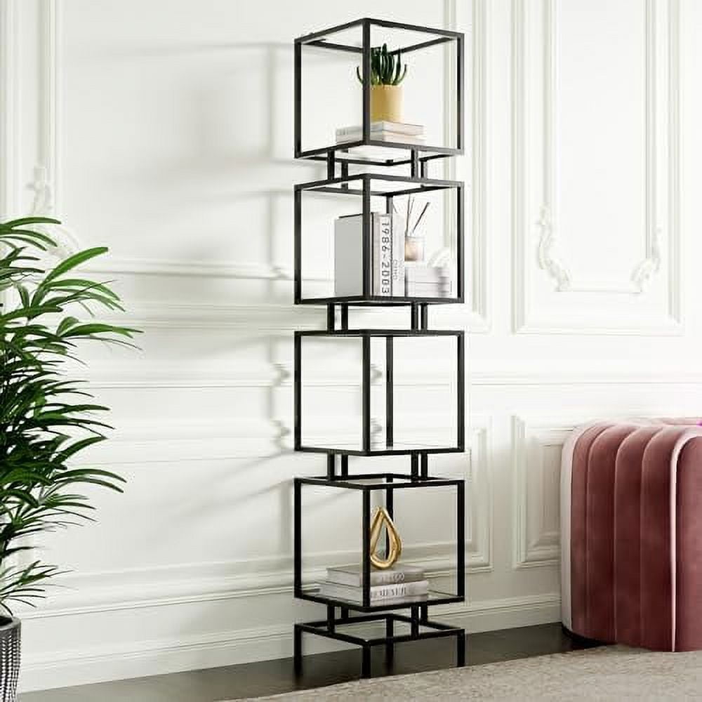 GEROBOOM Etagere Bookcase 4Tier Tall Bookshelf 70.5" Slim Shelving