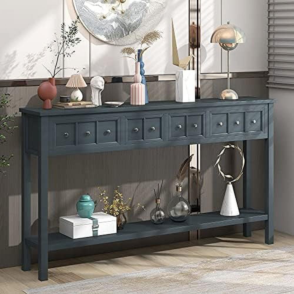 GEROBOOM Farmhouse Console Table with Drawers for Entryway Extra Long ...