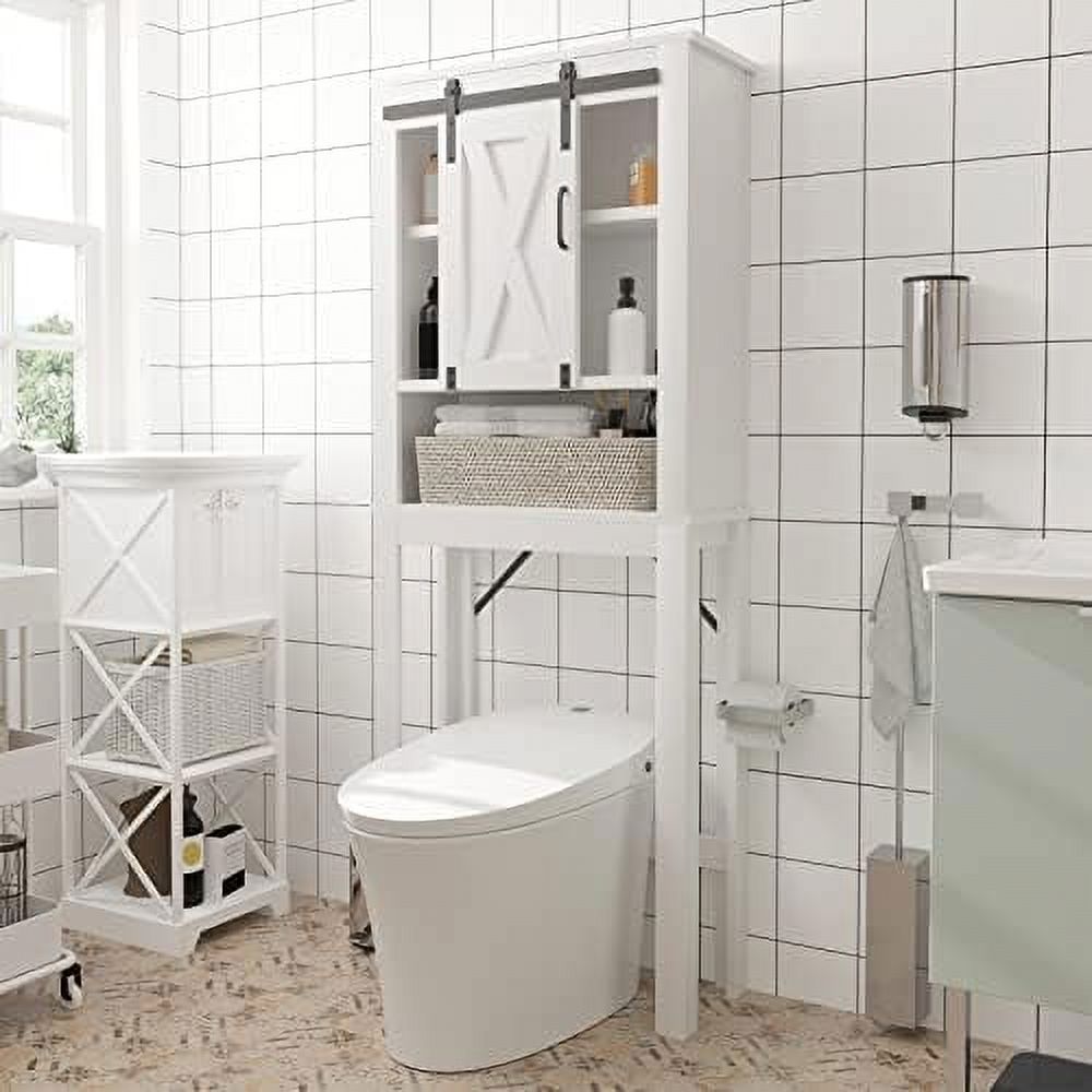 GEROBOOM Farmhouse Over The Toilet with Sliding Barn Door Freestanding