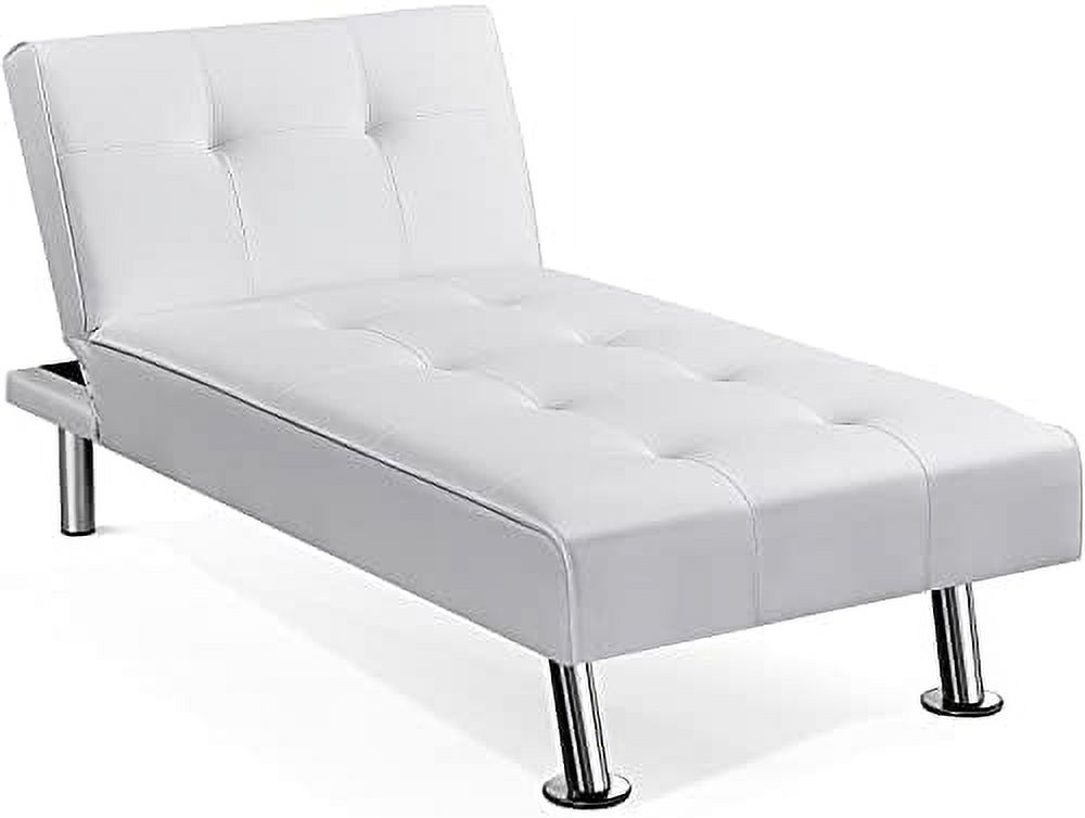 GEROBOOM Faux Leather Chaise Lounges Convertible Chaise Futon