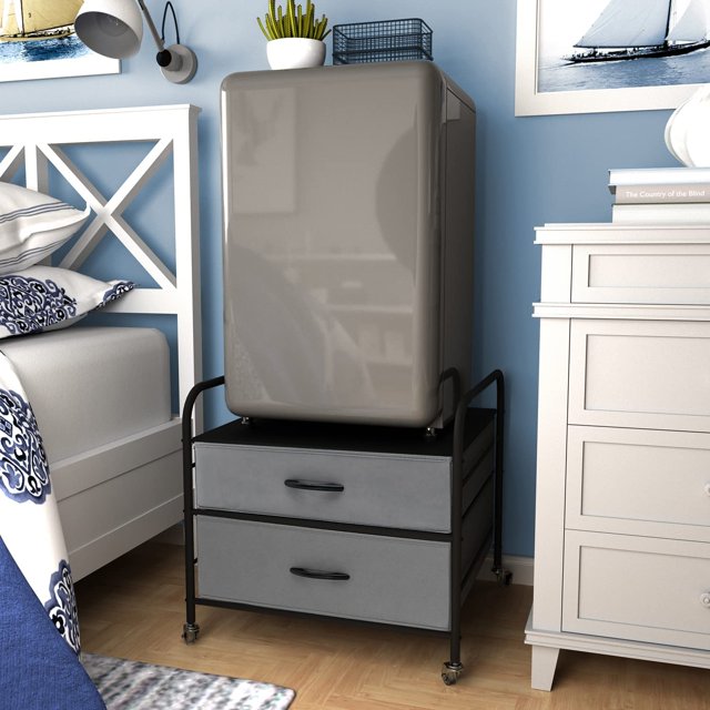 GEROBOOM Fridge Stand with 2Tier Drawer Organization Rolling Cart for