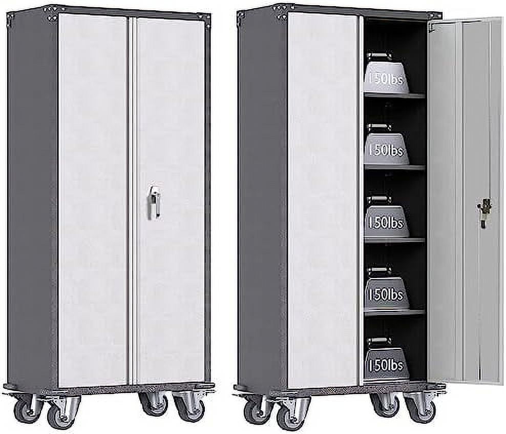 GEROBOOM Garage with Wheels 72" Metal Lockable with