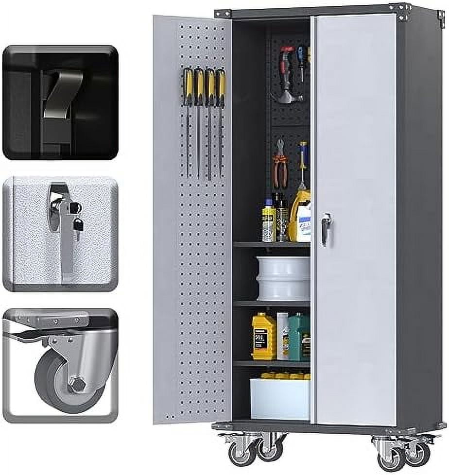 GEROBOOM Garage with Wheels 72" Metal Lockable with