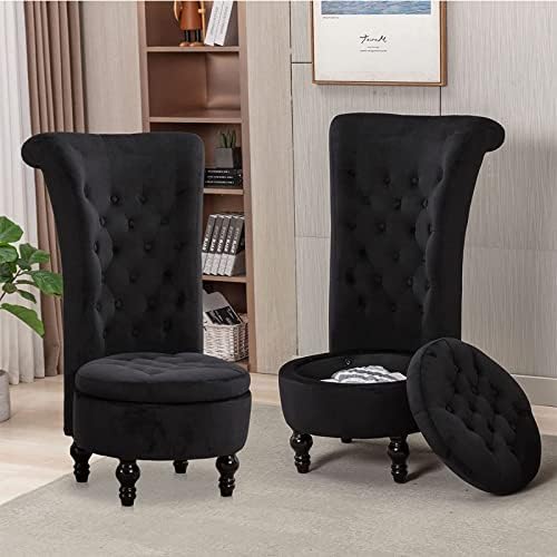 GEROBOOM Gothic Queen of Thrones Chair Black Velvet High Back Chair w