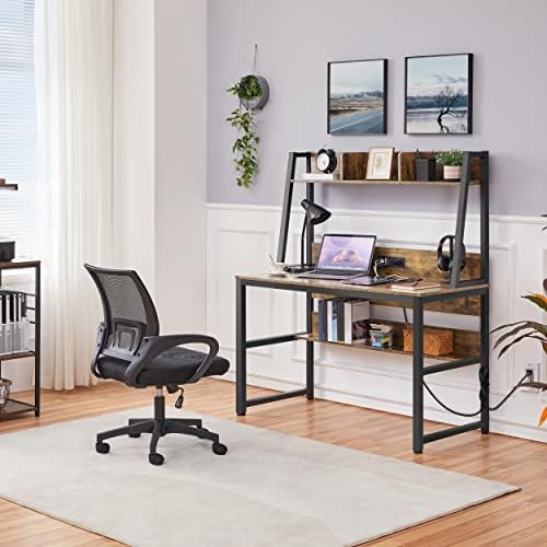 GEROBOOM Home Office Desk with Power Outlet & Office Chair Set Includes