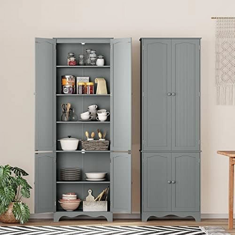Homfa 70 9 Tall Kitchen Pantry with 4 Doors 2 Drawer Modern Freestanding Storage Cabinet for Dining Room Living Room White