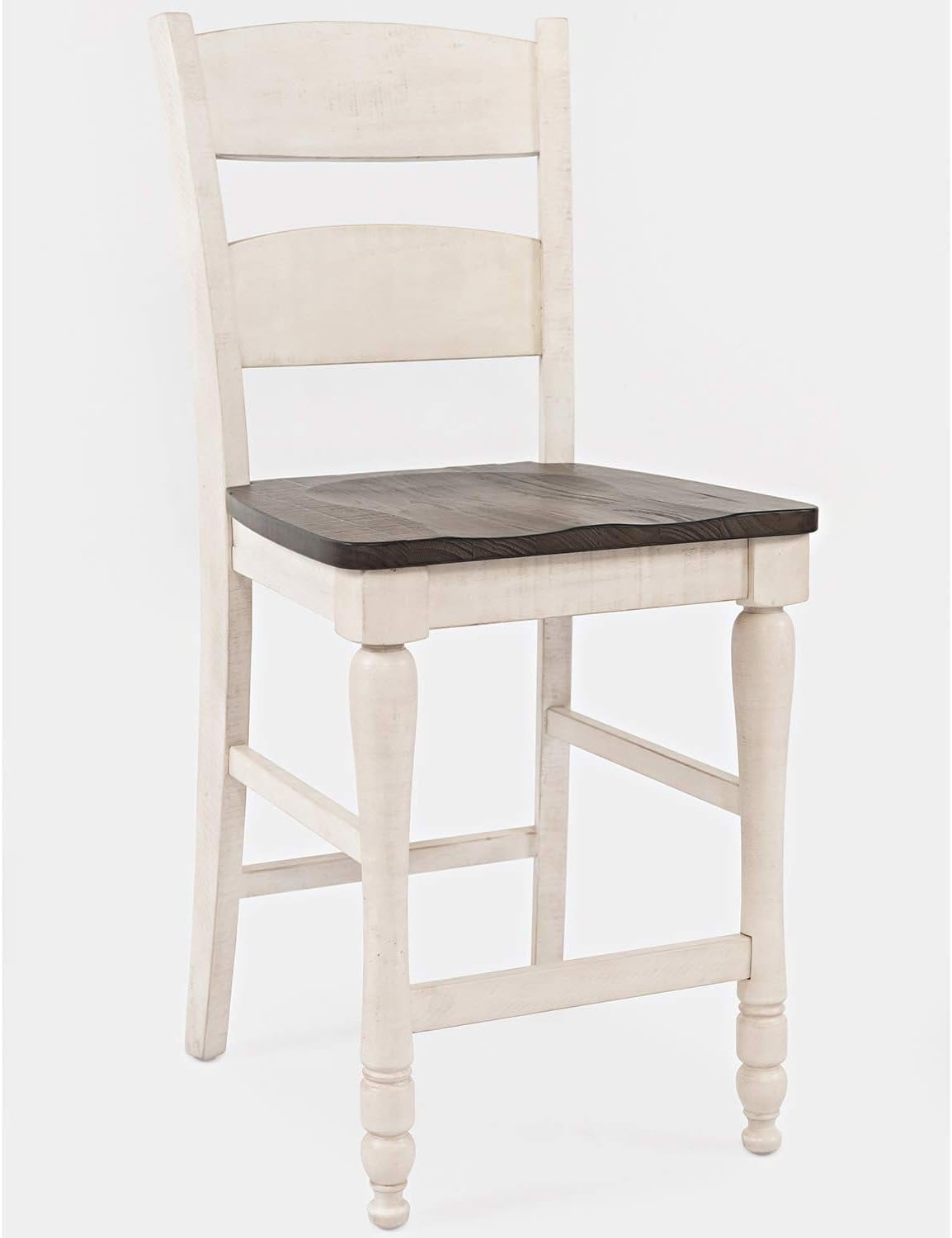 Rustic Reclaimed Pine Adjustable Counter Stool in Vintage White