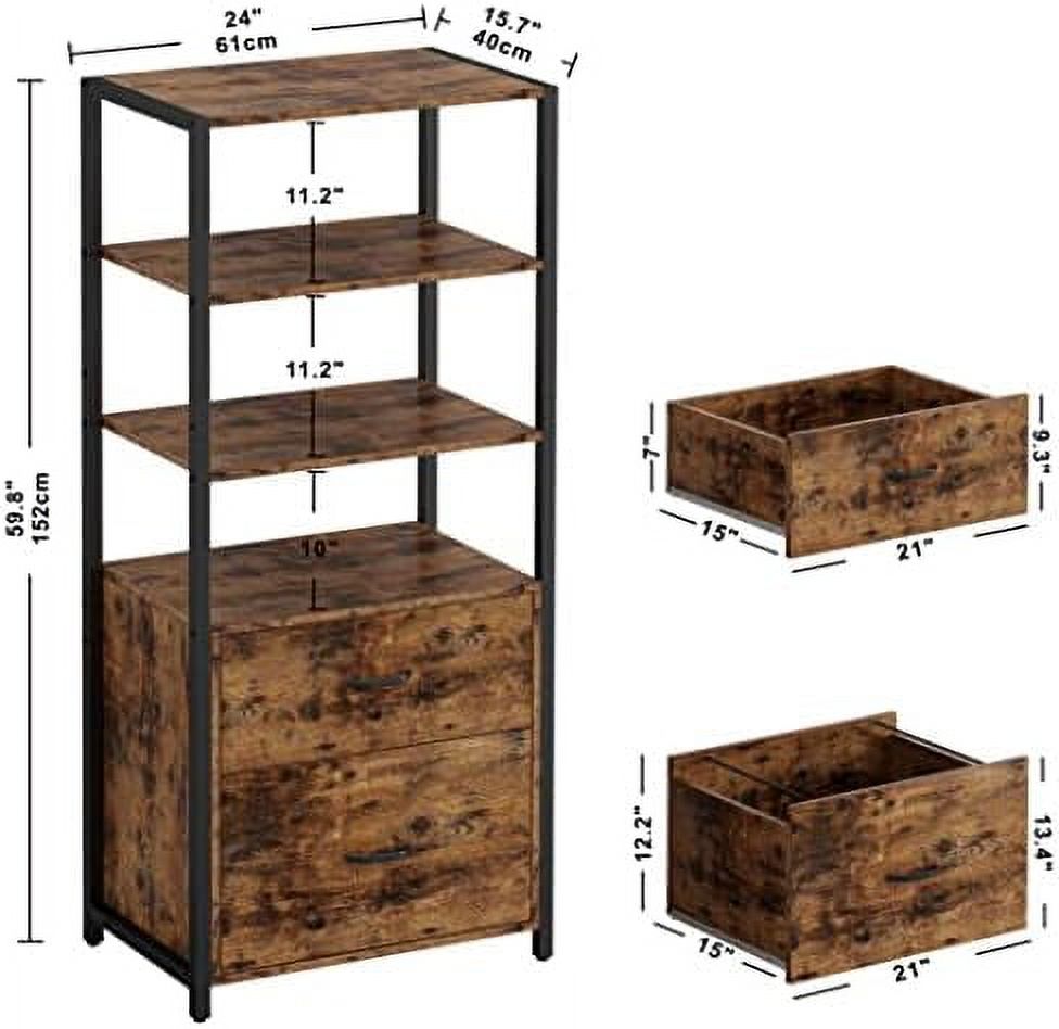 GEROBOOM Industrial Bookcase with File Drawers 71.6 in Tall